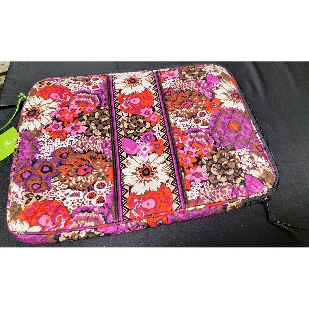 Vera Bradley Rosewood Pink White Floral Laptop Sleeve Case 14x11 Computer Bag